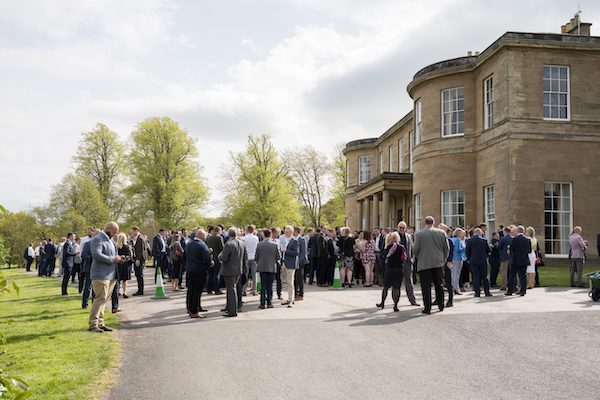 A crowd of guests gathered outside Rudding Park Hotel during the Commercial Awards drinks reception